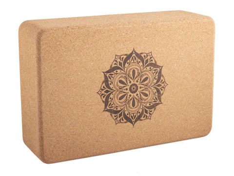 Yogablock aus Kork, klein mit Blume des Lebens und Mandala – Ansicht 2