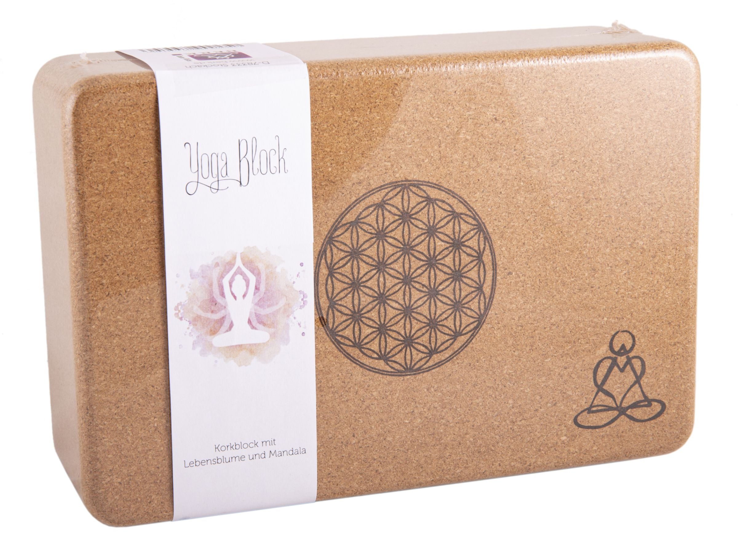Yogablock aus Kork, klein mit Blume des Lebens und Mandala – Ansicht 3