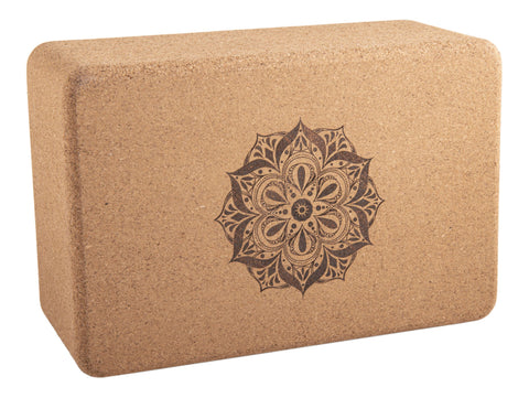 Yogablock aus Kork, groß mit Blume des Lebens und Mandala – Ansicht 2