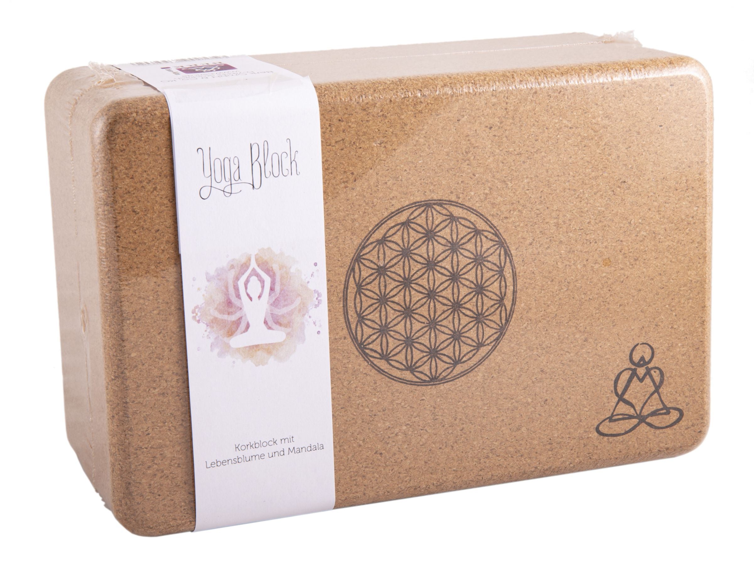 Yogablock aus Kork, groß mit Blume des Lebens und Mandala – Ansicht 3