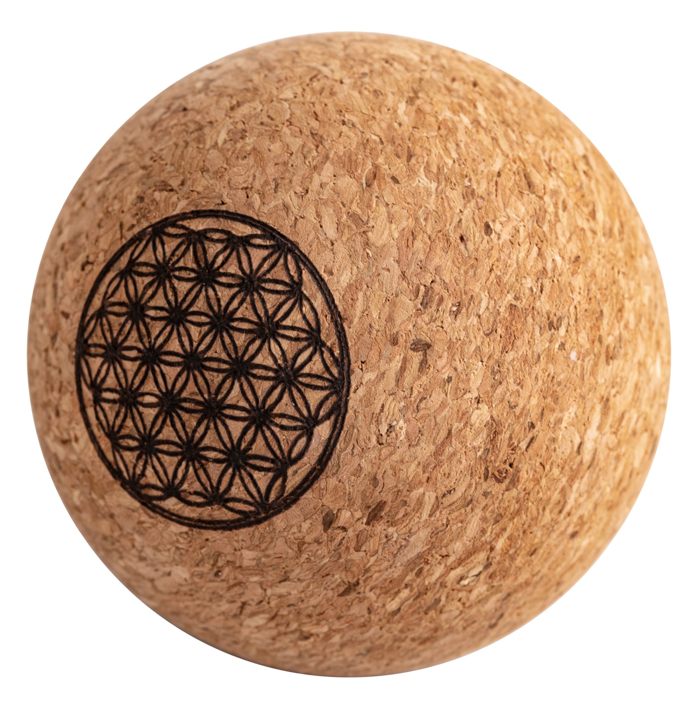 Faszienball aus Kork, klein mit Blume des Lebens, 6,5cm – Seelenecho