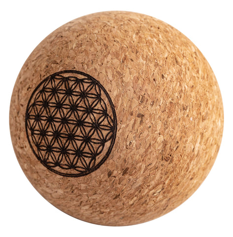 Faszienball aus Kork, klein mit Blume des Lebens, 6,5cm – Seelenecho