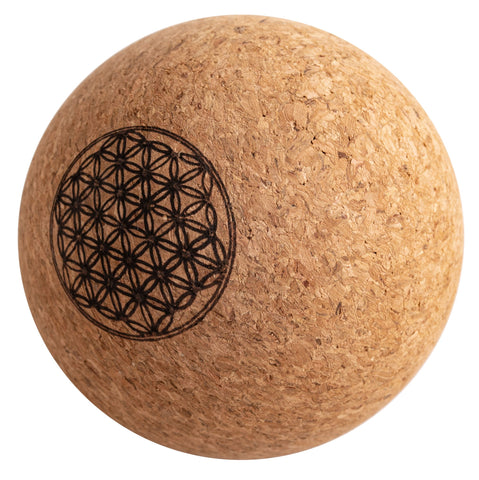 Faszienball aus Kork, mittel mit Blume des Lebens, 8cm – Seelenecho