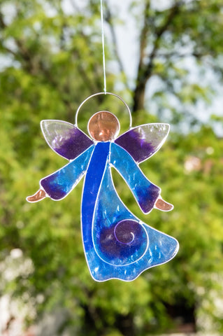 Engel blau/violett Fensterbild – Ansicht 2