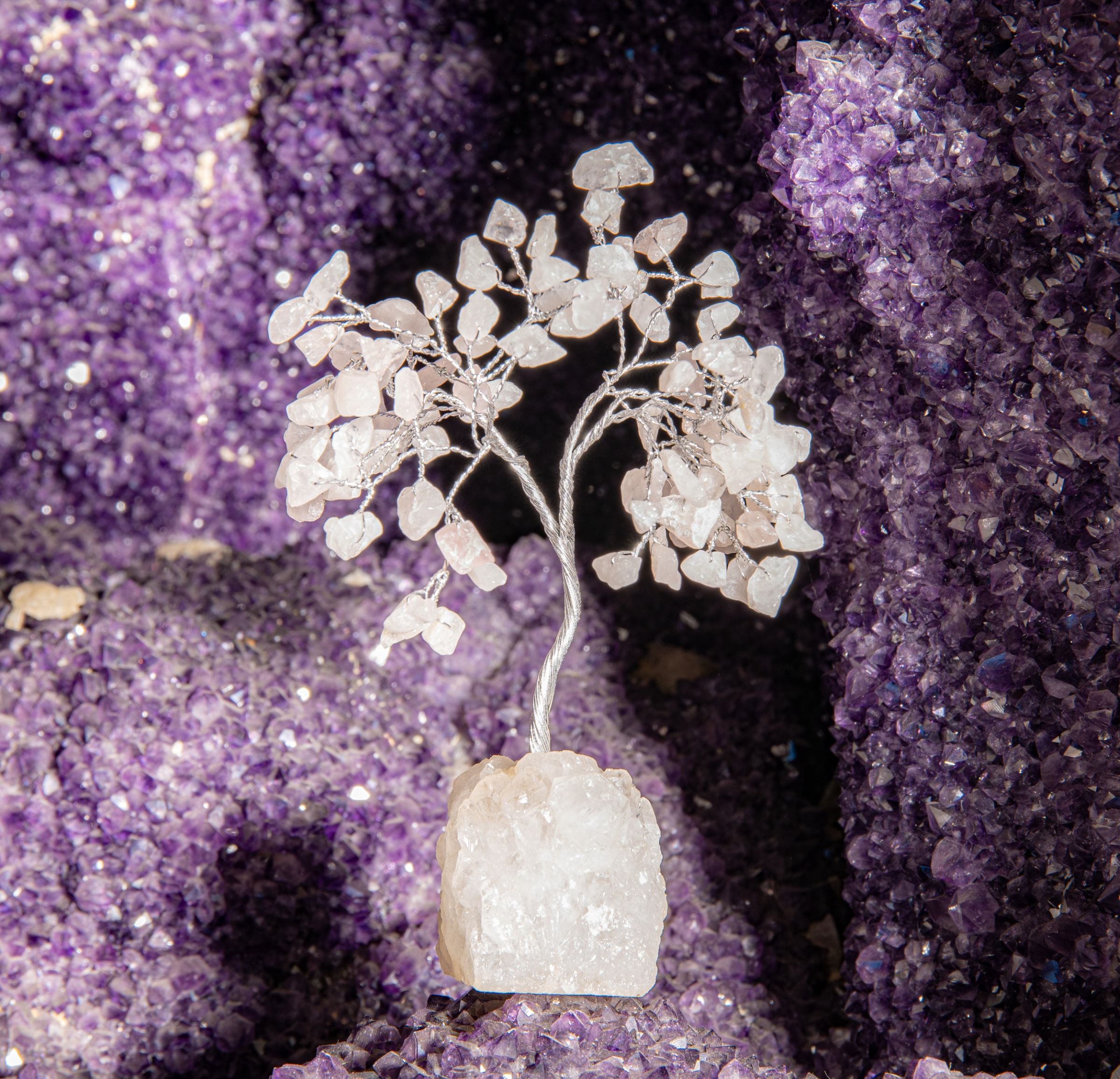 Kristallbaum Rosenquarz mit Zeolith – Ansicht 2