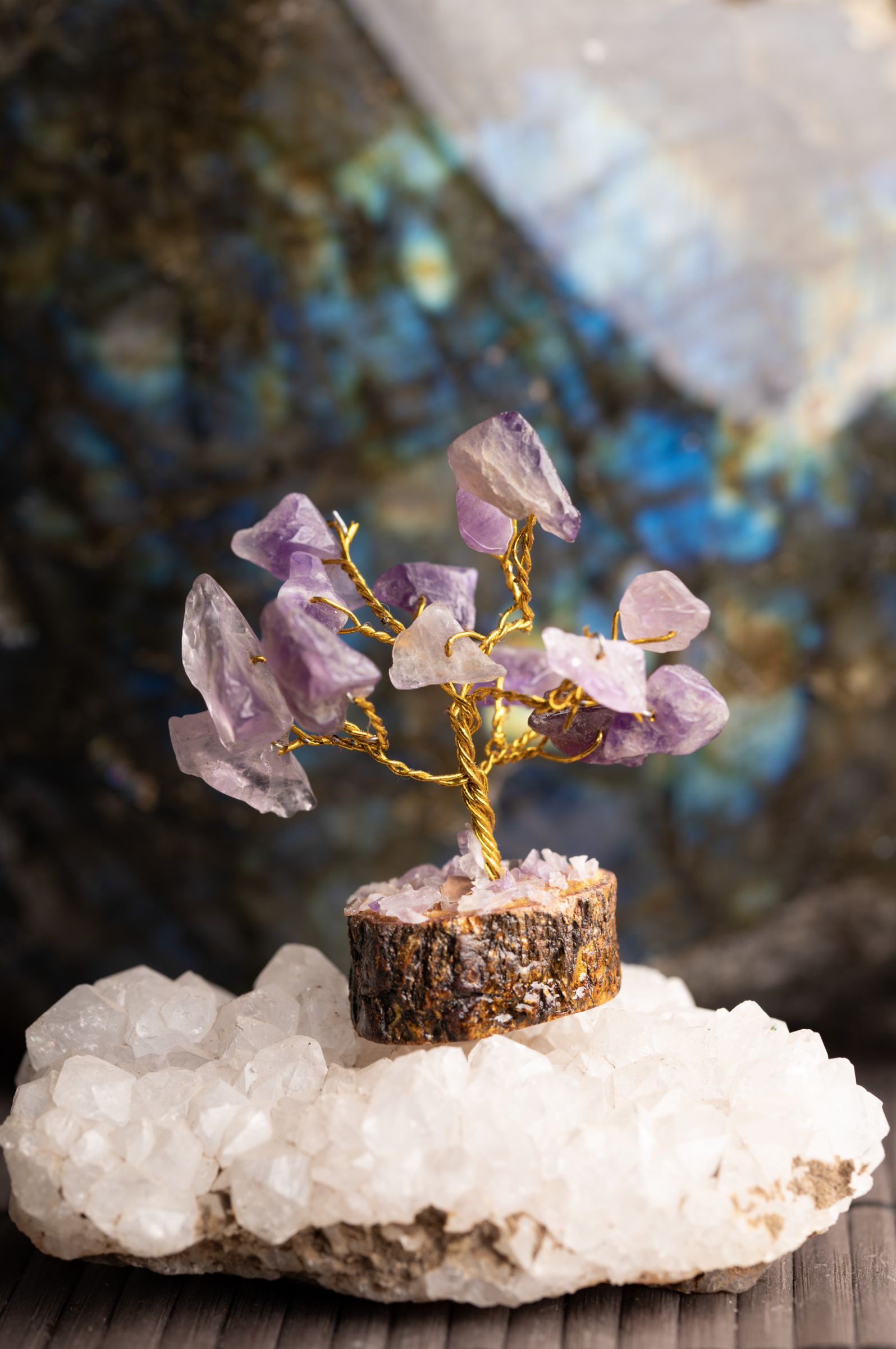 Kristallbäumchen Amethyst auf Holzbasis – Ansicht 2