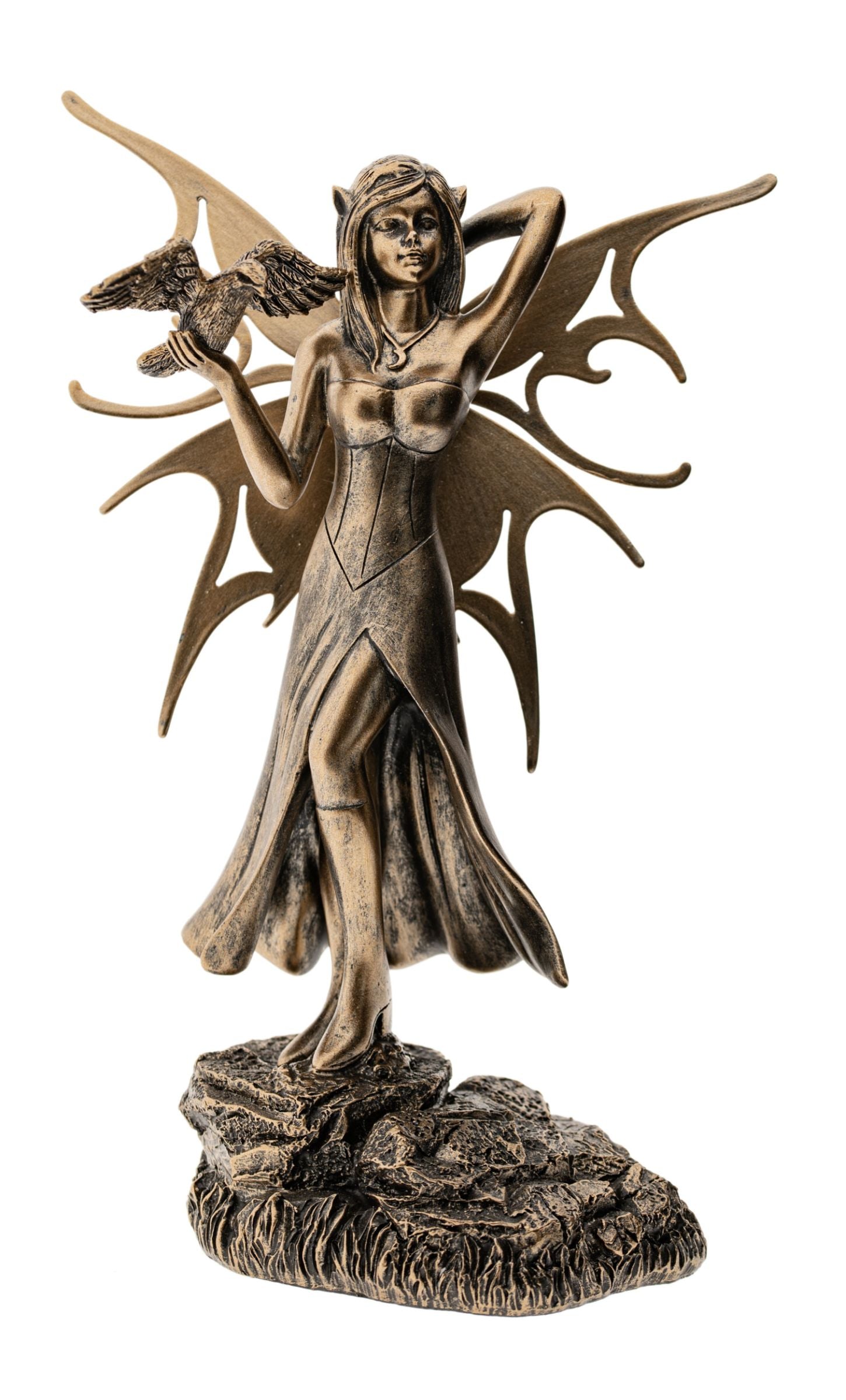 Krafttierelfe Rabe Kunstharz, 22 cm – Seelenecho