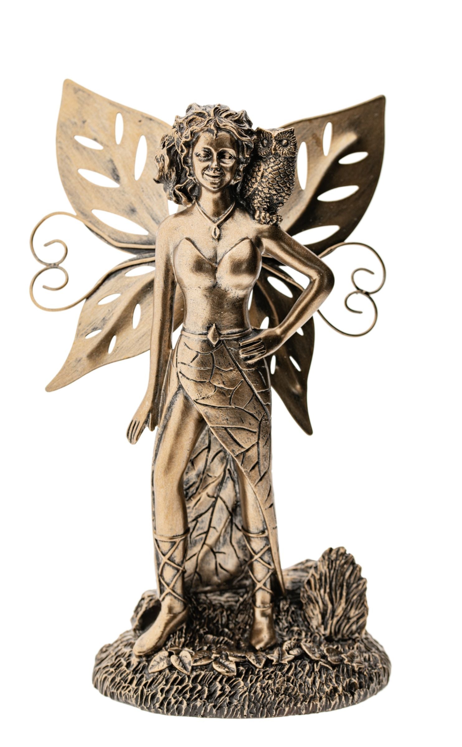 Krafttierelfe Eule Kunstharz, 20 cm – Seelenecho