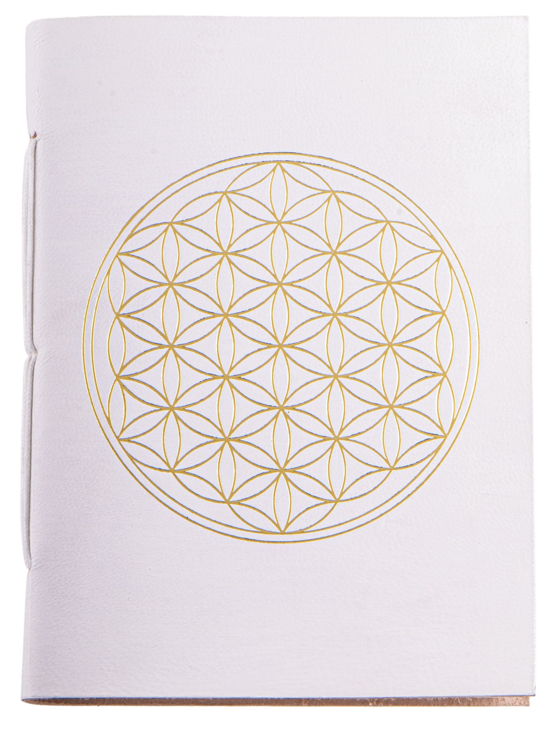 Schreibbuch Lebensblume weiß/gold 144 Seiten – Seelenecho