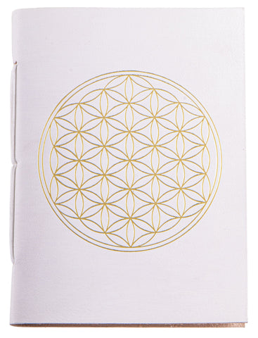 Schreibbuch Lebensblume weiß/gold 144 Seiten – Seelenecho