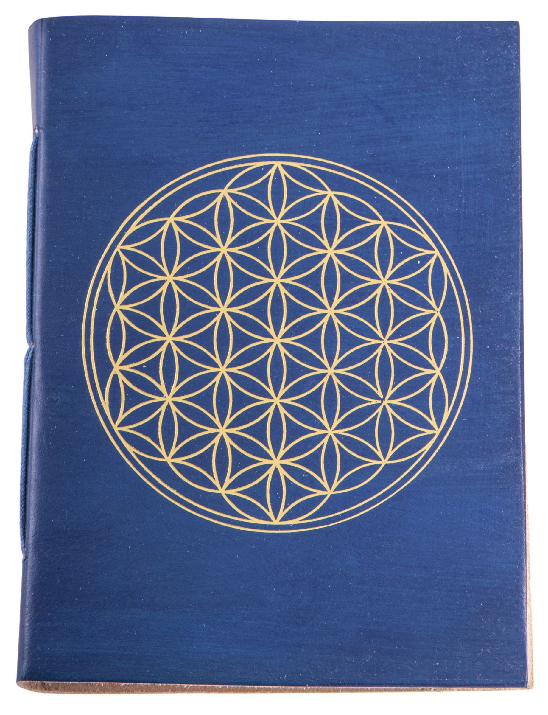 Schreibbuch Lebensblume blau/gold 144 Seiten – Seelenecho