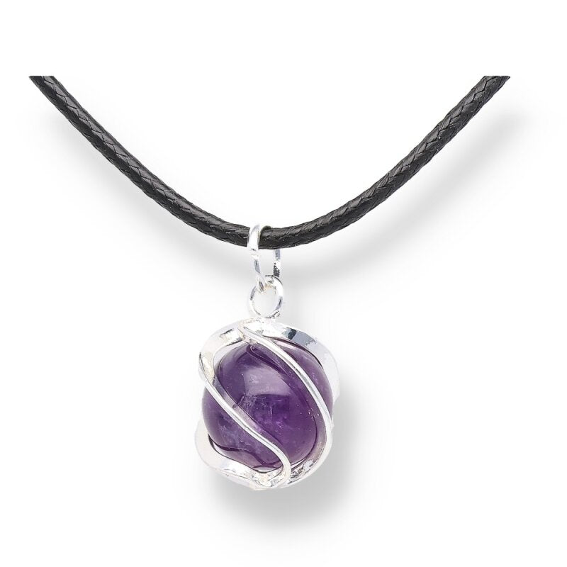 Amethyst Anhänger – Kugel in Spirale gefasst · ca. 1,0 cm | Schutz, Klarheit & spirituelle Tiefe