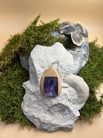 Amethyst Anhänger mit Rüsterholz