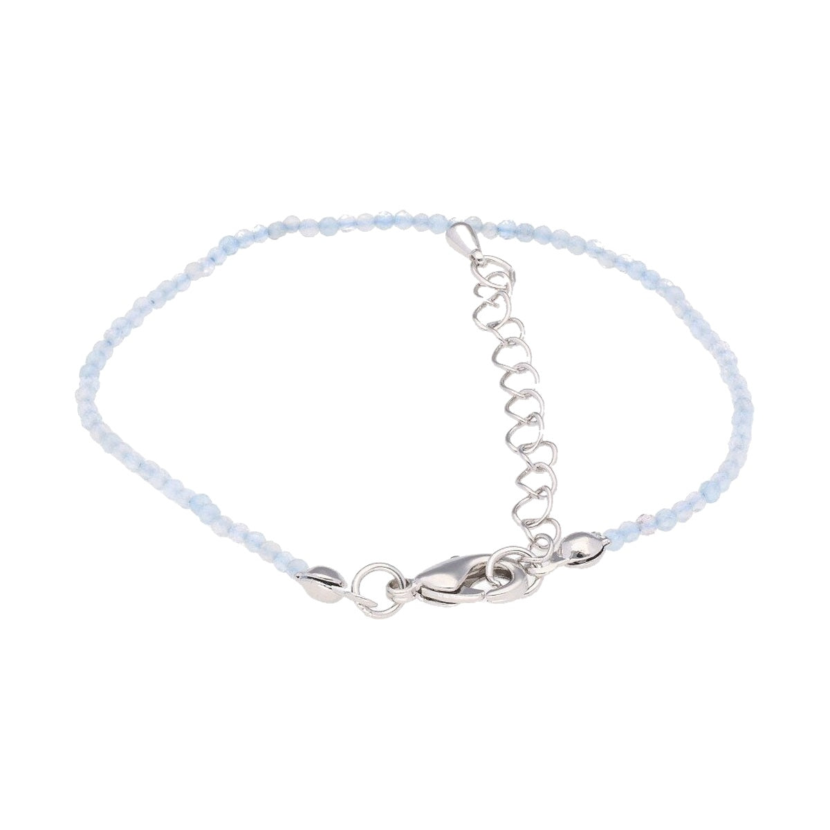 Aquamarin Armband facettiert 2 mm mit Karabinerverschluss – Ansicht 1
