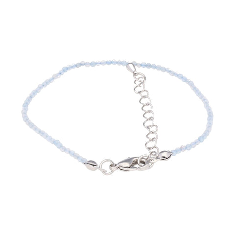 Aquamarin Armband facettiert 2 mm mit Karabinerverschluss – Ansicht 1