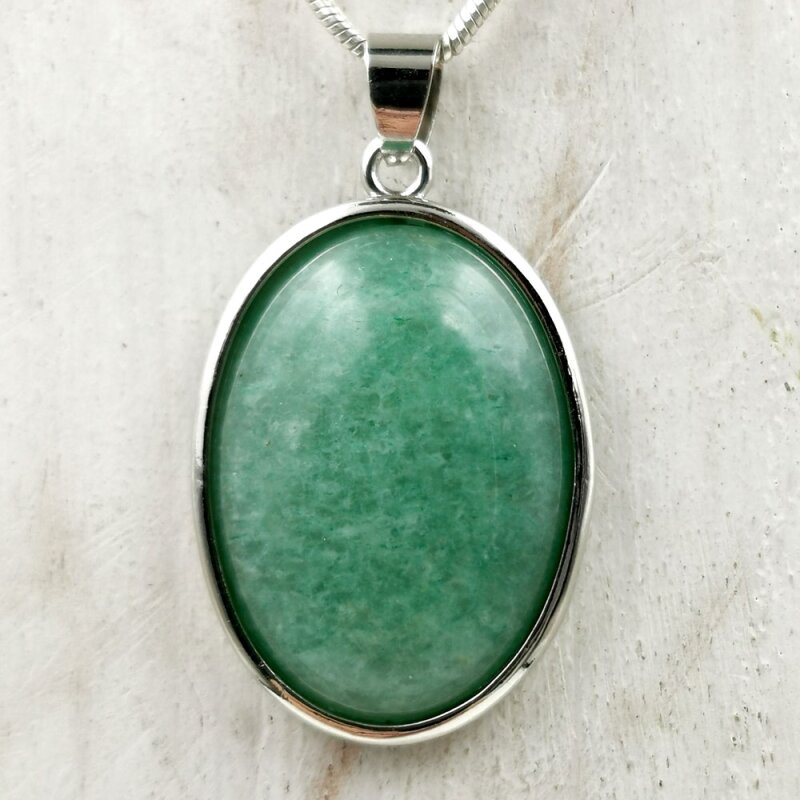 Aventurin grün Anhänger oval gefasst ca. 3,0 x 2,0 cm