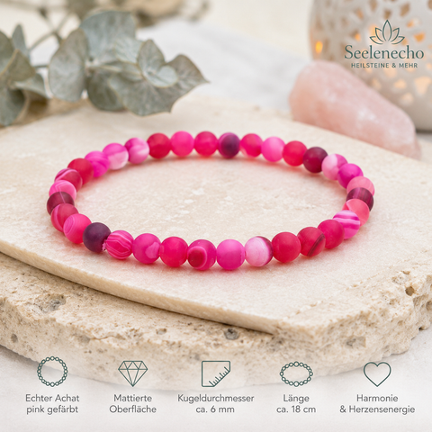 Achat Armband pink matt – 6 mm Kugeln