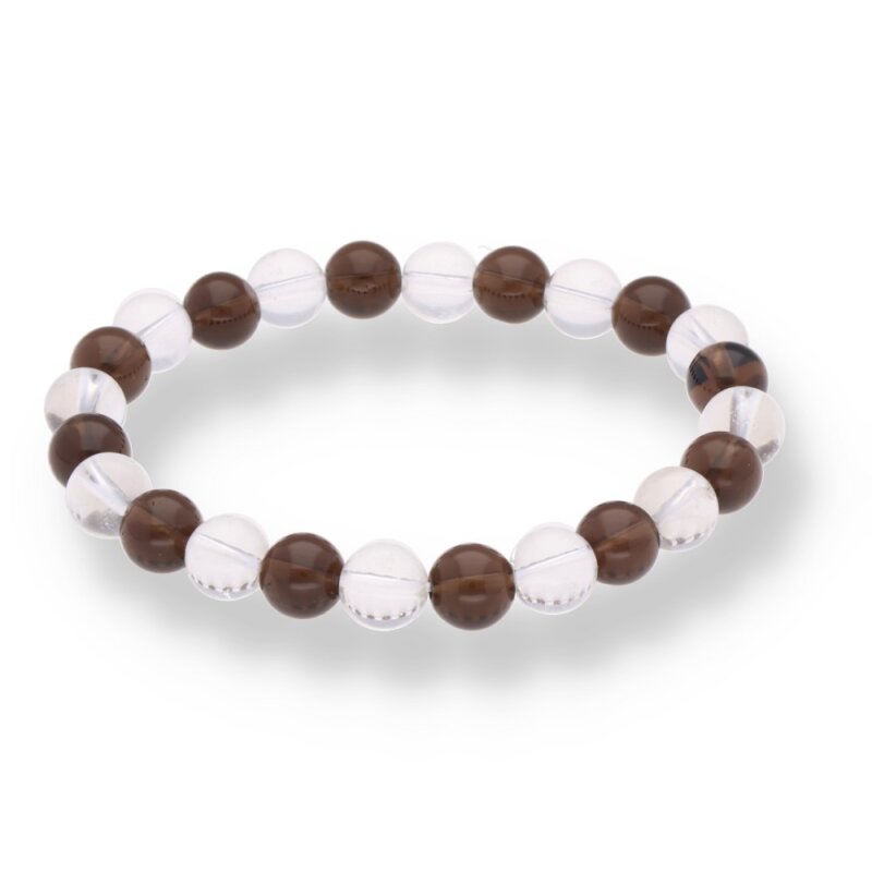 Bergkristall · Rauchquarz Armband – 8 mm Kugeln | Klarheit, Erdung & innere Stabilität