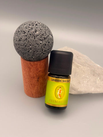 Lavastein-Duftdiffuser mit Holzsockel – Natürlicher Aromadiffuser Ø ca. 4 cm