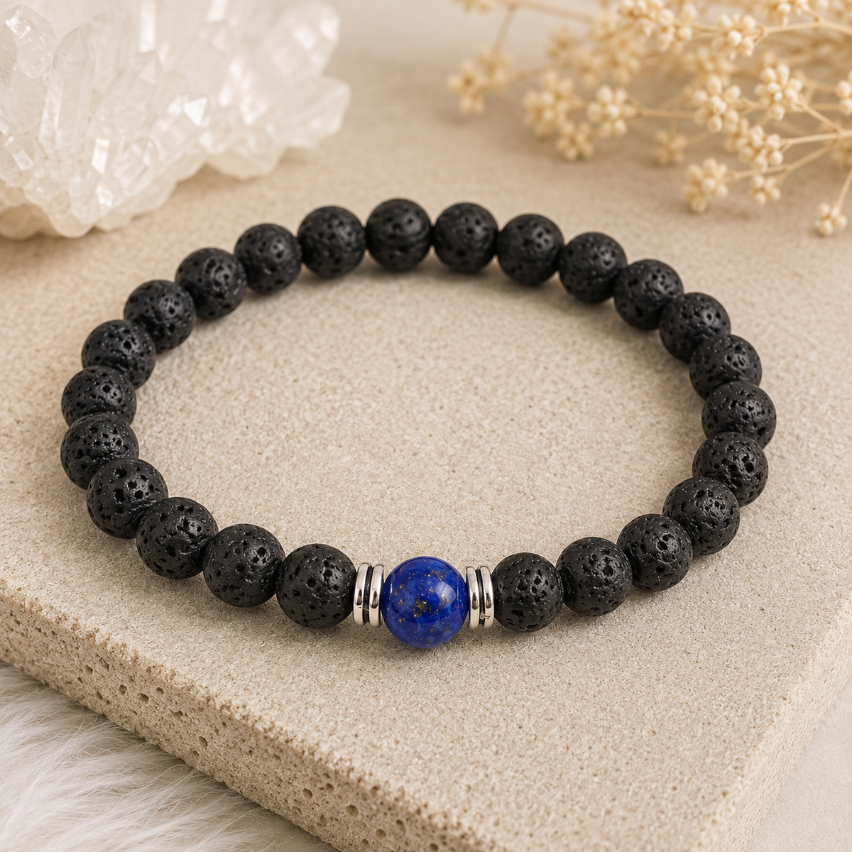 Lava & Lapislazuli Armband – Erdung und Weisheit in harmonischer Verbindung