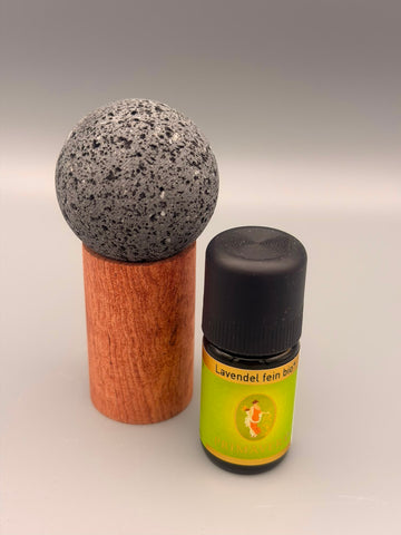 Lavastein-Duftdiffuser mit Holzsockel – Natürlicher Aromadiffuser Ø ca. 4 cm