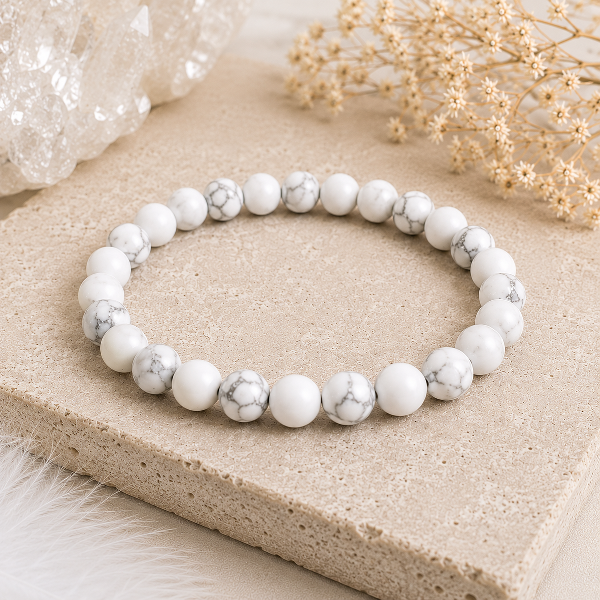 Magnesit Armband Kugel ca. 0,8 / 21 cm – Gelassenheit und innere Balance