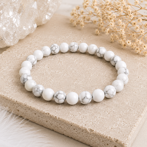Magnesit Armband Kugel ca. 0,8 / 21 cm – Gelassenheit und innere Balance