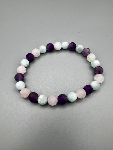 Amethyst · Aquamarin · Rosenquarz Armband – 8 mm matt | Harmonie, Herzöffnung & innere Balance