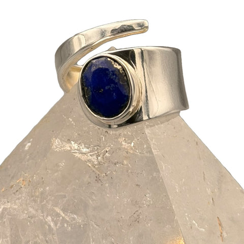 Lapislazuli Ring, facettiert, offener Wickelring aus 925er Silber