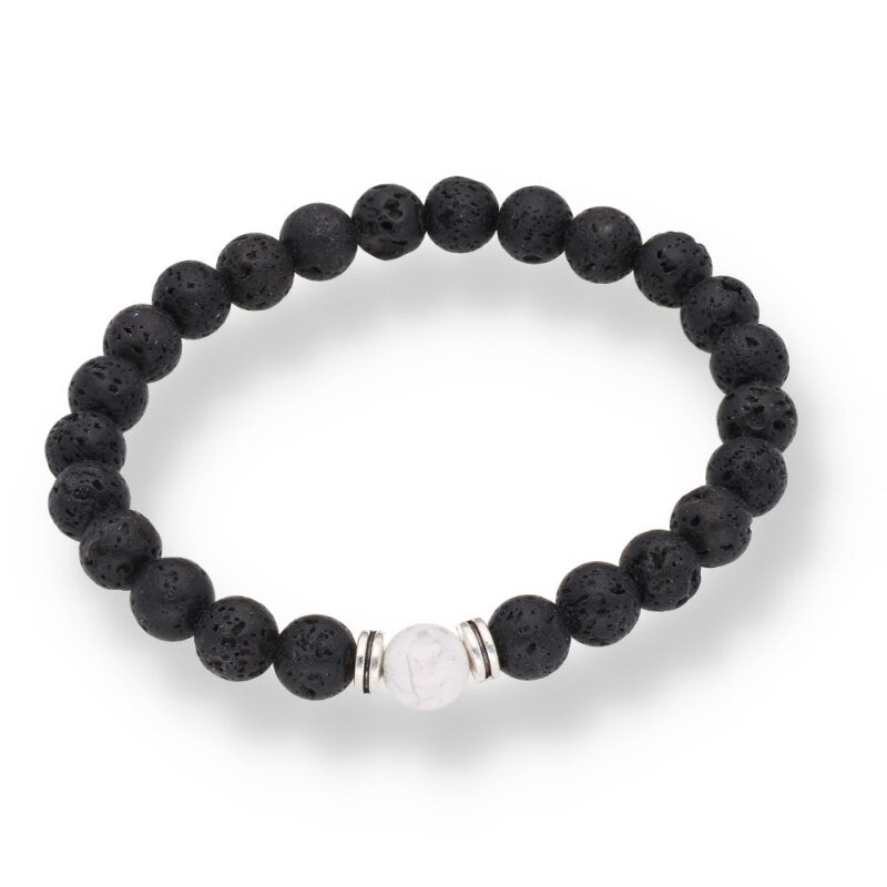 Lavastein · Magnesit Armband – 8 mm Kugeln | Erdung, Entspannung & innere Ruhe