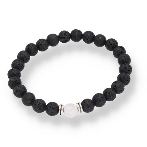 Lavastein · Magnesit Armband – 8 mm Kugeln | Erdung, Entspannung & innere Ruhe