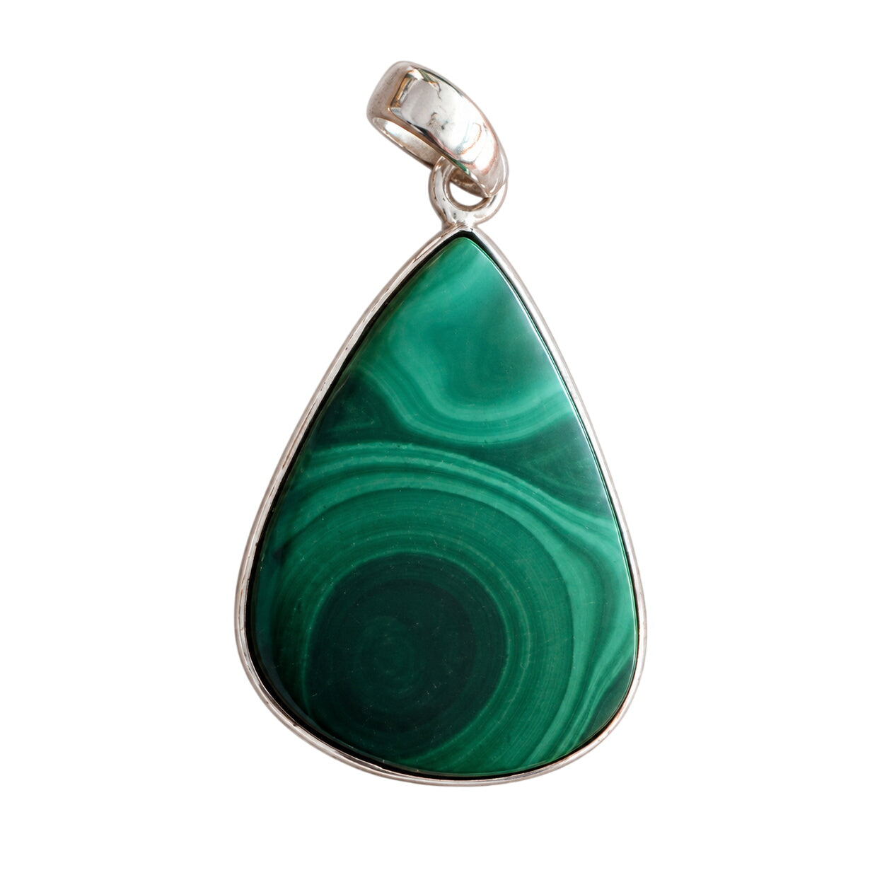 Malachit Anhänger 925 Sterling Silber, Tropfen ca. 30 × 22 mm