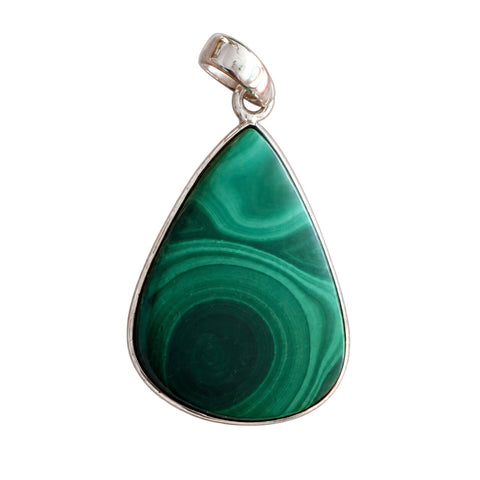Malachit Anhänger 925 Sterling Silber, Tropfen ca. 30 × 22 mm