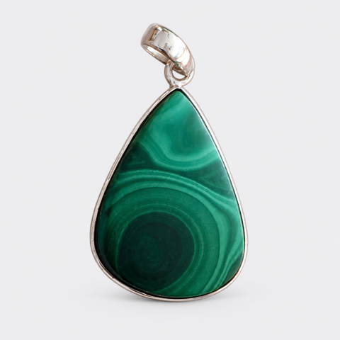 Malachit Anhänger 925 Sterling Silber, Tropfen ca. 30 × 22 mm