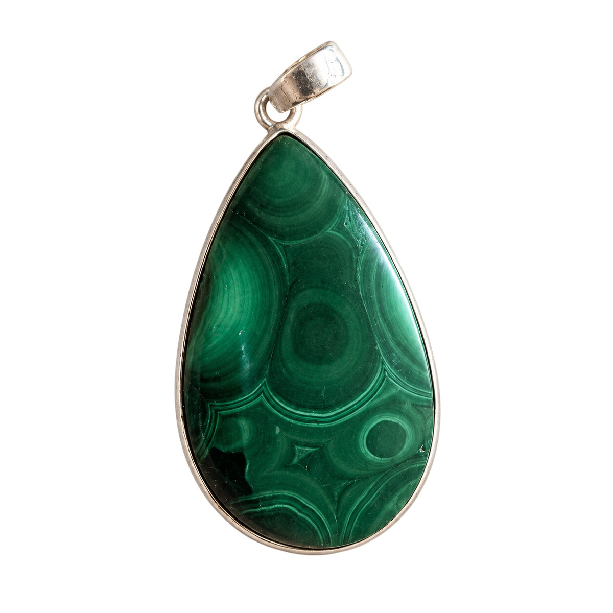 Malachit Anhänger 925 Sterling Silber, Tropfen ca. 35 × 25 mm