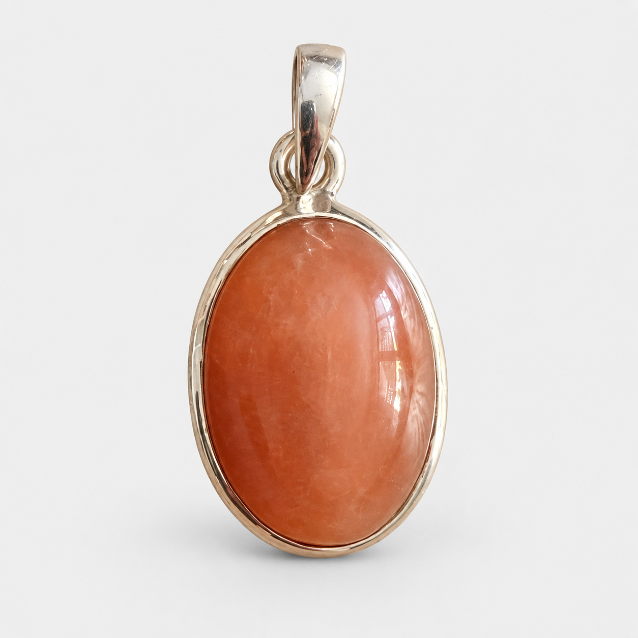 Mondstein Anhänger 925 Sterling Silber, Oval ca. 22 × 16 mm, orange