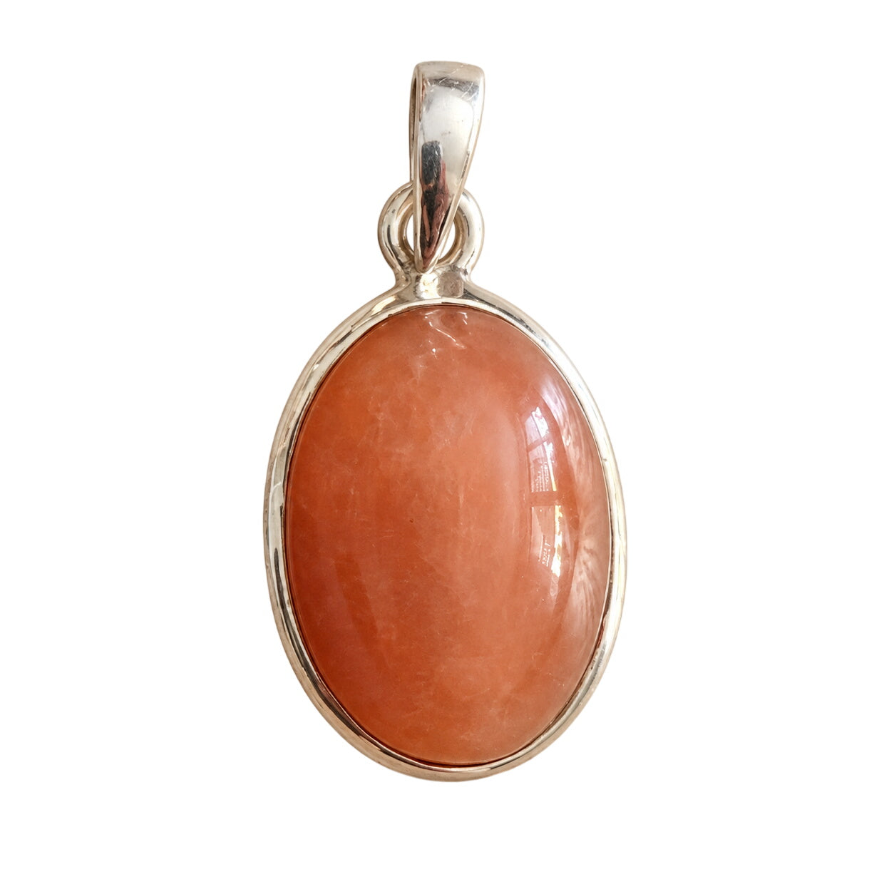 Mondstein Anhänger 925 Sterling Silber, Oval ca. 22 × 16 mm, orange