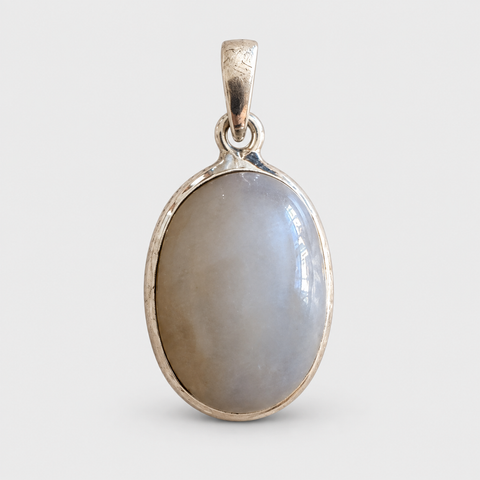 Mondstein Anhänger 925 Sterling Silber, Oval ca. 18 × 16 mm, weiß