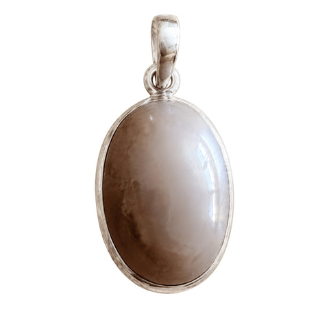 Mondstein Anhänger 925 Sterling Silber, Oval ca. 20 × 17 mm, graubraun