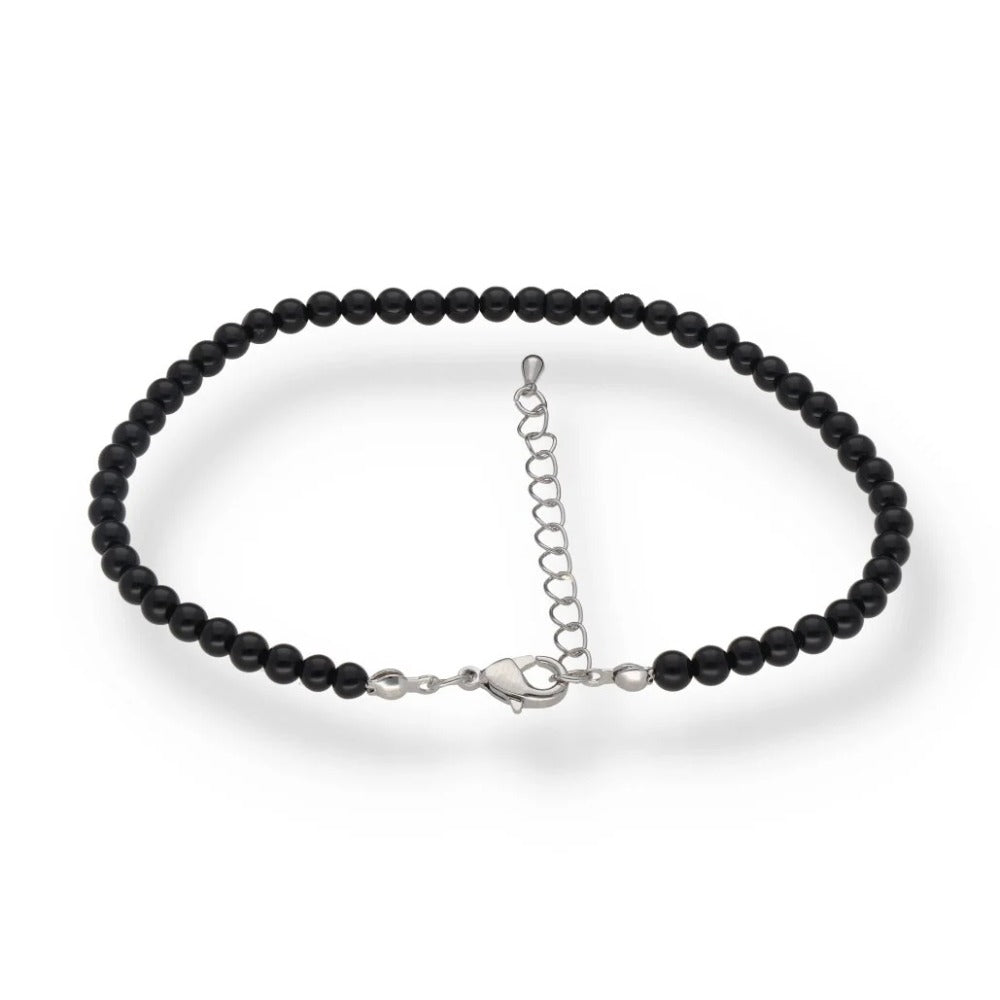 Onyx Fußkettchen gefärbt mit 4-mm-Kugeln, ca. 25 cm plus 5 cm Verlängerung – Produktansicht von Seelenecho