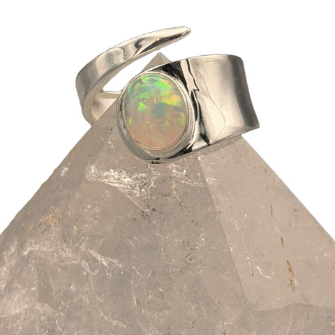 Opalith Ring, offener Wickelring aus 925er Silber