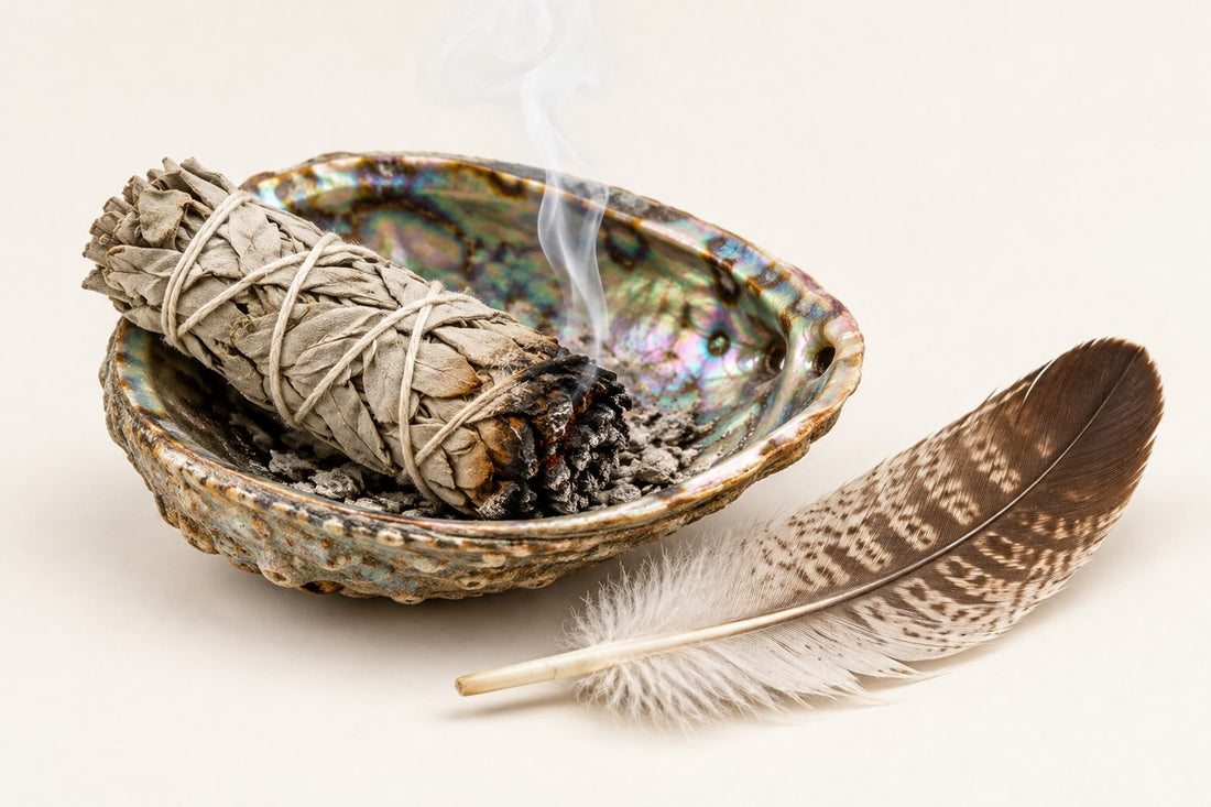 Smudging mit Bündeln und Hölzern