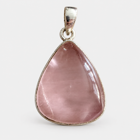 Rosenquarz Anhänger 925 Sterling Silber, Tropfen ca. 29 × 21 mm
