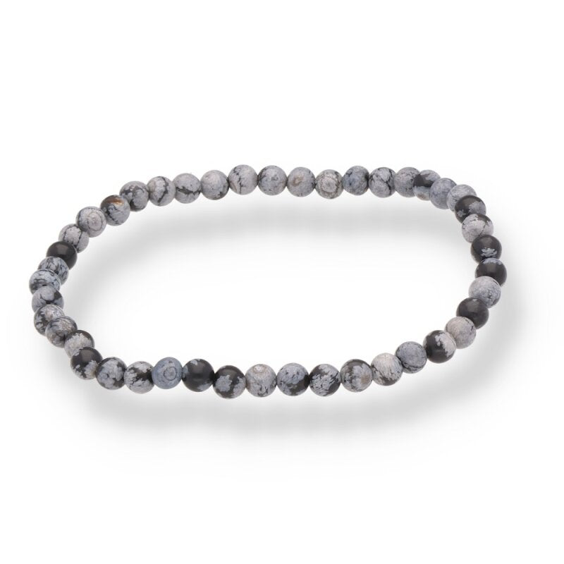 Schneeflockenobsidian-Armband – 4 mm Kugeln · ca. 19cm | Schutz, Erdung & innere Balance