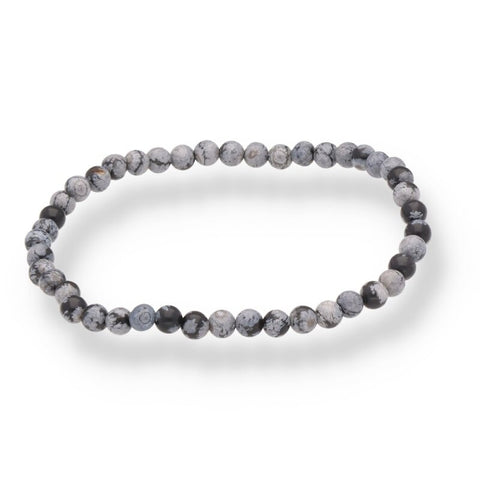 Schneeflockenobsidian-Armband – 4 mm Kugeln · ca. 19cm | Schutz, Erdung & innere Balance