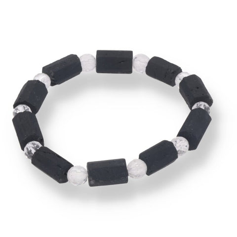Schörl · Bergkristall Armband – 6 mm facettiert | Schutz, Klarheit & Erdung