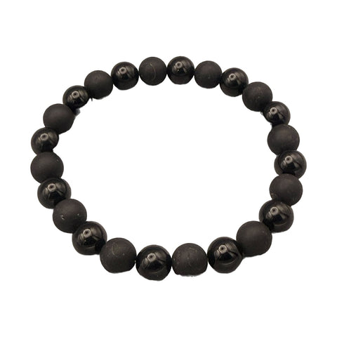 Schörl Armband mit matten und glänzenden Kugeln, 8 mm