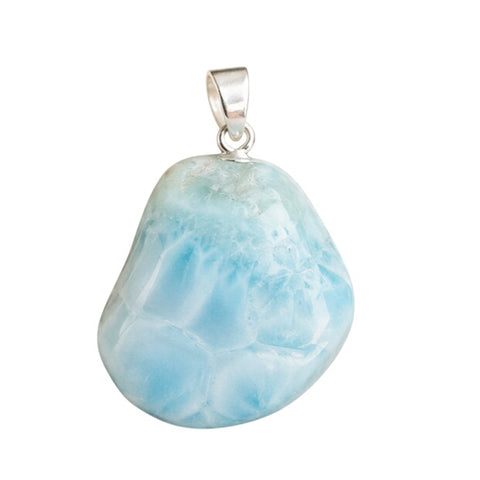 Larimar Trommelstein-Anhänger mit 925er Silberöse