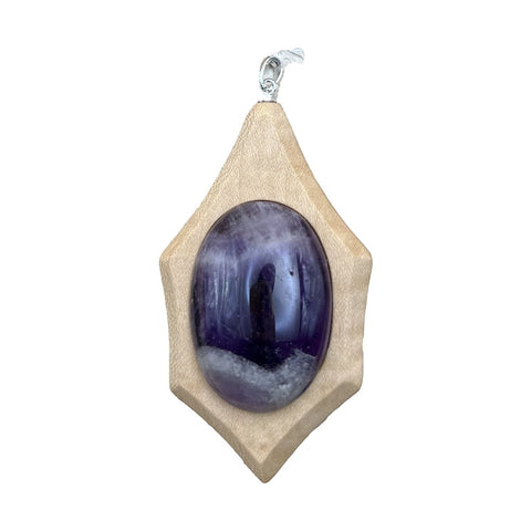 Amethyst Anhänger mit Ahornholz – Produktansicht