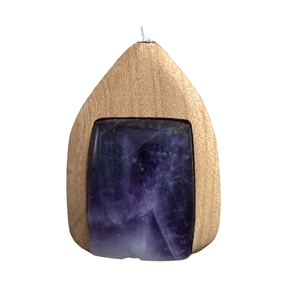 Amethyst Anhänger mit Rüsterholz – Produktansicht